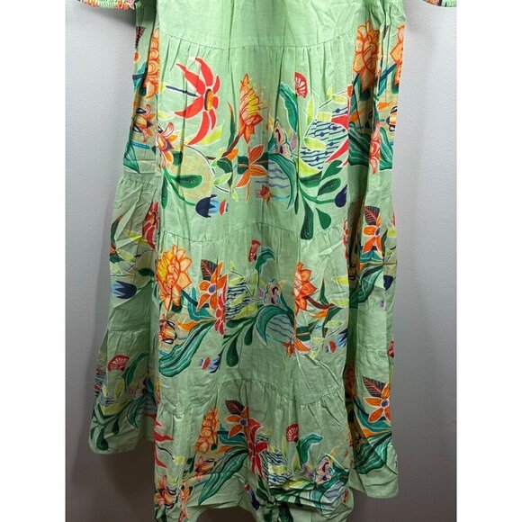 NWT Farm Rio x Anthropologie Tiered Floral Midi Dress Green Size XXS - Picture 6 of 7
